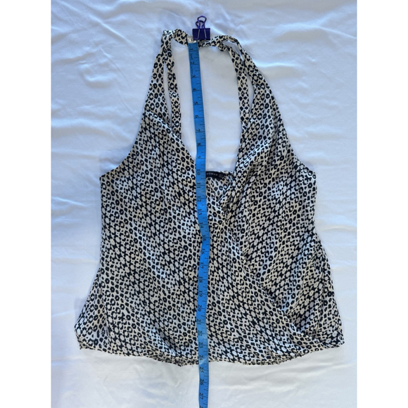 Zara Woman Leopard Print Halter Top Wrap Front Sleeveless Blouse Size M - Picture 6 of 7